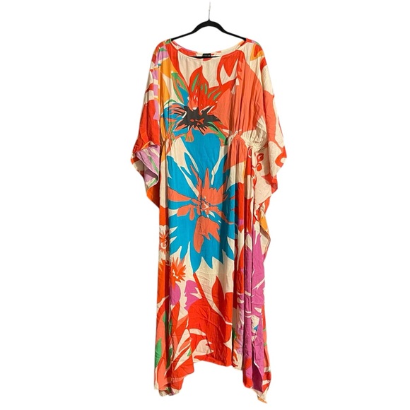 Saachi Multicolor Floral Kaftan Maxi Dress O/S - Picture 2 of 4